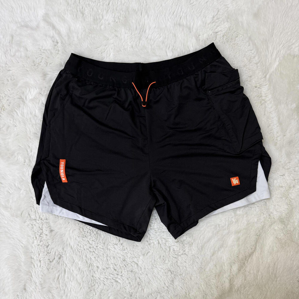 YoungLA Men's Black Athletic Shorts with Inner Lining